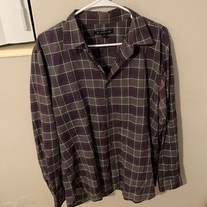 John Varvatos Purple and grey plaid men’s shirt.